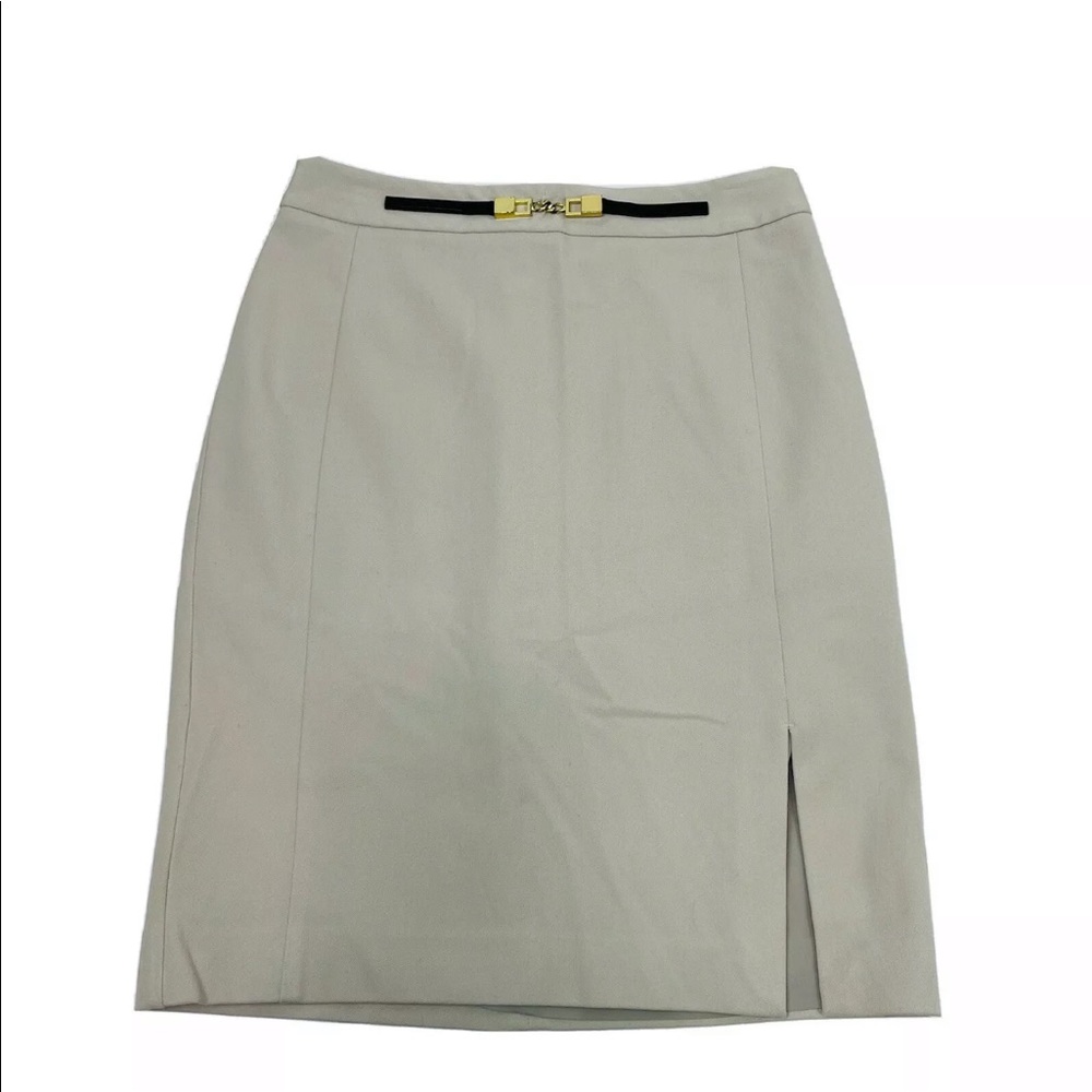 Women's Express tan pencil skirt, Lined front slit sz 4